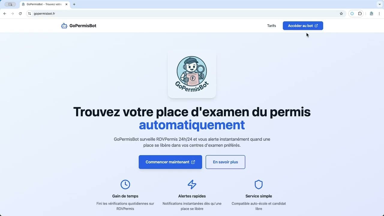Nouvelle vidéo de démonstration : GoPermisBot réserve automatiquement vos créneaux d'examen pour auto-écoles